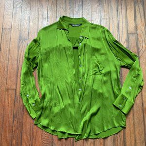 ZARA - NEVER WORN Satin Shirt | Green | Size XS